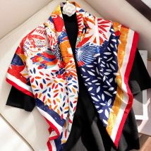 2023 frauen Marke Designer Schal Mode Ölgemälde Aztec Silk Schals Platz Kleine Taschentuch Hals Snood Tasche Hijab 90*90Cm