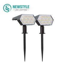 108 LED-Solarleuchten für den Außenbereich, Solarstrahler, Landschaftsstrahler, 92 LEDs, verstellbare Gartendekoration, warmweiße Lampe, IP65