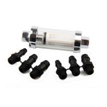 Chrome Gas Glass Reusable Inline Fuel Filters Universal 3/8" 1/4" 5/16" 6MM 8MM 10MM
