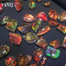 Vantj Reale Natürliche Unregelmäßige Ammolite Lose Edelstein 1PC Ammoniten DIY Schmuck Silber Gold Ring Frauen Party Geschenk Gelegentliche Anlieferung