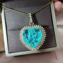 Charme 20*20MM Herz-Förmigen Paraiba Turmalin Smaragd Edelstein Anhänger See Blau Grün Stein Halskette Edlen Schmuck geburtstag Geschenk