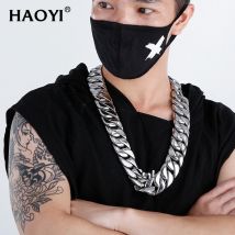 20/31mm Male Cuba Chain Heavy Link  Necklace For Women Men HipHop Thick Gold Color Polished/Brushed Stainless Steel Jewelry