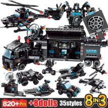 Stadt Polizei Station Auto Motorrad Bausteine SWAT Team Waffen Lkw Schiff Roboter Bricks Spielzeug Sets Für Kinder