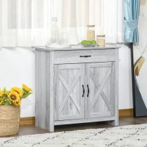 HOMCOM Aparador de Cocina con 1 Cajón y 2 Puertas 80x39,7x80 cm Gris