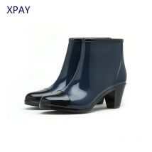 Seite Zipper Fashion Regen Stiefel Frauen gummistiefel Gummistiefel Anti-Slip Gummistiefel High Heel Galoschen Frauen Gummi Stiefel