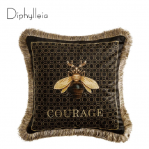 Diphylleia Luxus Kissen Abdeckung Vintage Italien Gold Fringe Design Große Marke Biene Druck Weiche Samt Kissen Abdeckung Für Wohnkultur