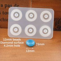 Silikonform 12 mm 16 mm flache Kugelperlen mit Loch 6 Fächer Epoxidharz Silikonform handgefertigt Handwerk DIY