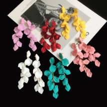 YAOLOGE 7 Farbe Acryl Lange Quaste Pflanze Rose Blume Blütenblatt Ohrringe Baumeln Boho Erklärung Mode Ohrringe Schmuck Für Frauen