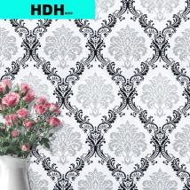 5M Weiß Schwarz Schälen und Stick Tapete Abnehmbare Kontaktieren Papier Dekorative Damaskus Wand Papier Blume Selbst Klebe Tapete