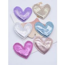12Pcs 50*45mm Padded Glitter Cloth Heart Appliques for DIY Clothes Patches Handmade Headwear Hair Clips Bow Decor Accessories