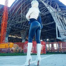 Melody Blue Sport-Leggings, Scrunch-Yogahose, Damen-Fitness-Strumpfhose, warme Booty-Leggings, mit Fleece gefütterte Lederhose