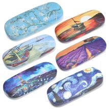 Mode Ölgemälde Kunst Gläser Fall Box Harte Leder Lesebrille Fall Retro Floral Print Brillen Schutz Gläser Halter