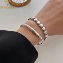 XIYANIKE Silber Farbe Geometrie Doppel Seite Liebe Herz Nähte Armband Femme Einzigartiges Design Luxus Schmuck Großhandel