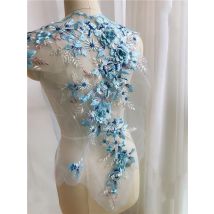 60*30CM 3D Blume Perlen Spitze Große Applikation Patch Hochzeit Kleid DIY Dekorative Zubehör Nähen