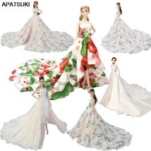 Bunte Blumen High Fashion Puppe Kleidung für Barbie Puppe Outfits Hochzeit Kleid Abendkleider Party Kleid 1/6 Puppe Zubehör