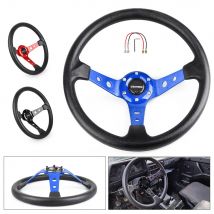 Volante sportivo alla deriva per auto 92mm Piatto profondo Mais Volante universale da corsa in pelle PU 350mm 14 pollici in lega di alluminio