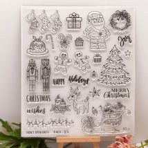 KLJUYP Weihnachtswünsche Transparenter klarer Stempel für DIY Scrapbooking/Kartenherstellung/Weihnachtsspaß-Dekorationszubehör für Kinder