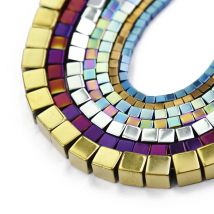 Natural Stone Square Gold Color Hematite 2/3/4/6MM Cube Spacer Loose Beads For Jewelry Making DIY Bracelet Necklace Findings