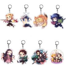 Anime Demon Slayer Kimetsu No Yaiba Keychain Ring Cartoon Kamado Tanjirou Kamado-Nezuko Tomioka Giyuu Action Figure Model Gift