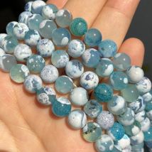 Natürliche Stein Blue Fire Achate Drachen Adern Onyx Runde Lose Perlen Für Schmuck Machen 15''Zoll 6/8/10mm DIY Armbänder Halsketten