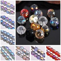 10Pcs 12mm Trommel Runde Facettierte Kristall Glas Lose Spacer Perlen Für DIY Schmuck Machen