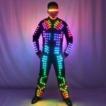 Di Colore completo LED Robot Vestito di Scena Costume di Ballo Tron RGB Luce up di Scena Vestito di Vestito Giacca Cappotto
