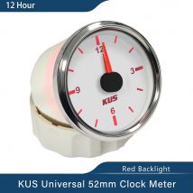KUS Universal Auto Boot Uhr 12V 24V Mit Rot Hintergrundbeleuchtung 52mm Runde Auto Yacht Zubehör 12 Stunde
