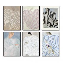 Minimalist Style Abstract Line Curve Think Girl Wall Art Print Canvas Painting Nordic Poster Wall Picture For Living Room Decor