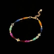 Lii Ji Saphir Smaragd Rubin Österreichischen Kristall 14K Gold Gefüllt Armband 16 + 3cm Natürliche