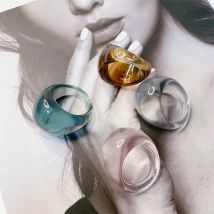 NEUE Koreanische Mode Bunte Transparente Helle Harz Finger Ringe Für Frauen Hiphop Rock Acryl Großen Ring Für Party Schmuck Geschenke