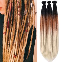 Synthetic Handmade Dreadlocks Hair Extensions Natural Braiding Hair For Black Women Crochet Hair Ombre Colored Crochet Braids