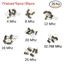 35 teile/los Quarzoszillator Elektronische Kit, HC-49S 7 art DIP Quarzoszillator 32,768 Khz 4 Mhz 8 Mhz 12 Mhz 16 Mhz 20 Mhz 25 Mhz