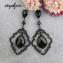 Veyofun Hollow Vintage Rhinestone Crystal Drop Earrings Fashion Party Dangle Earrings Biżuteria dla kobiet Prezent Nowa hurtownia