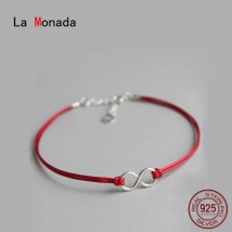 La Monada Roten Faden Für Hand Silber 925 Armband Rote Seil 925 Sterling Silber Armband Acht Rote Schnur Armband Für frauen