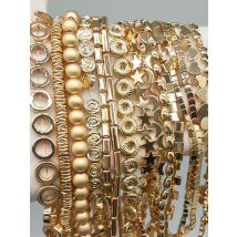 Color Retention Natural Stone Beads 14 Gold Color Plated Round Cube Hematite Spacer Loose Beads For Jewelry Making DIY Bracelet