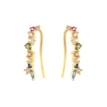 BOAKO 925 Sterling Silver Colored Crystal Earrings For Women  Stud Earrings Gold/Silver Jewelry Ear Piercing Fine Gift