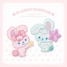 AHYONNIEX 1PC süße Plüsch Kaninchen Stickerei Patches für Mädchen Tasche Eisen auf Patches für Kleidung kleine Kleber Patch für Kinder Kleidung