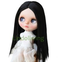 9-10 inch Blyth Wig Long Straight Black Hair 1B