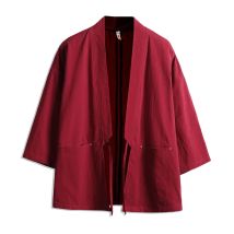 Japanischen Kimono Strickjacke Harajuku Männer Rot Baumwolle Kimono Haori Yukata Traditionelle Männlichen Japanischen Samurai Kleidung PLUS GRÖßE 5XL