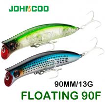JOHNCOO 90mm 13g Minnow cebo Artificial de Wobbler Crankbait señuelo duro para pesca flotante 3D ojos 2 ganchos