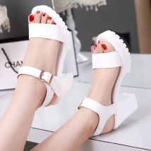 Größe 32 34 35 36 37 38 39 41 43 Damen-Sandalen auf den Plateau-Sandalen, modische Peep-Toe-Sommer-2025, elegante Damenschuhe mit Absatz