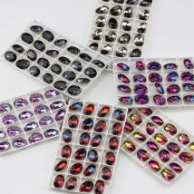 4120 k9 13x18mm Oval Tourmaline crystal beads Pointback Fancy Stone sew on rhinestone for DIY garment bags shoes Jewelry