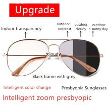 Photochrome Progressive Lesebrille Männer Chameleon Gläser Männlich Ändern Farbe Sonnenbrille Fahrer Dioptrien Brillen