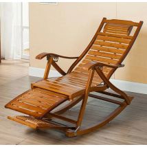 Heavy Duty Bamboo Rocking Chair Adjustable Lounge Recliner Leisure Living Room