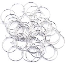 100Pcs Wine Glass Sign Rings Earring Hoops Round Alloy Silver Plated Jewelry DIY Findings Charms 20mm
