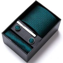 Najwyższej jakości krawaty biznesowe 7,5 cm Hanky Cufflink Set Klipsy do krawatów Zielony krawat