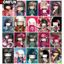 HOMFUN Diamond Painting Full Square/Round Drill 5D DIY "Cartoon girl landscape" Daimond Embroidery Rhinestone Cross Stitch Decor