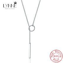 Heißer Verkauf Mode 925 Sterling Silber Lange Röhre Schlüsselbein Halskette Runde & Herz & Dreieck Anhänger Halsketten Für Frauen schmuck Geschenk