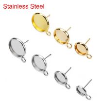 20 Stück hypoallergener Edelstahl 6 8 10 12 mm Ohrstecker Cameo Glas Cabochon Basisfassungen für DIY Schmuckherstellung