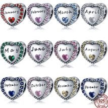 925 Sterling Silver 12 Zodiac Beads Exclusive Charm Fit Pan 3mm 925 Bracelet Key Chain Fashion Women Jewelry Free Shipping